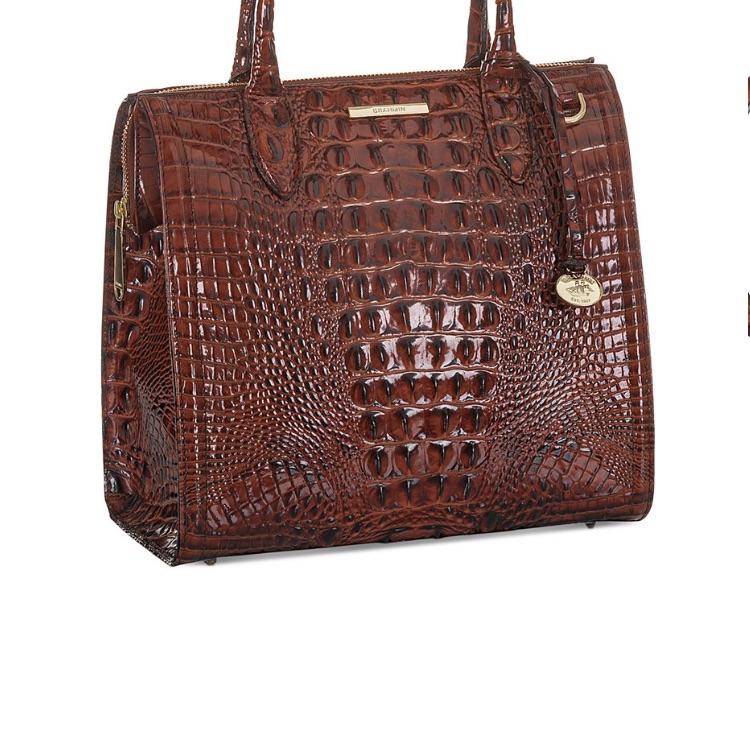 Elegant Caroline Pecan Crocodile-Embossed Tote Bag